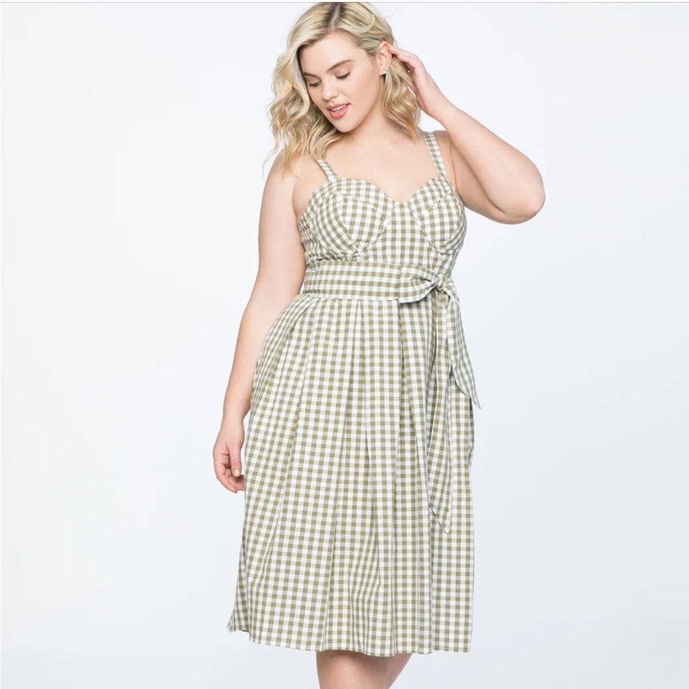 Eloquii Gingham Bustier Bodice Dress (Midi)